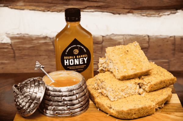 Double Barrel Honey. Bourbon Barrel Aged Honey. 10.4oz