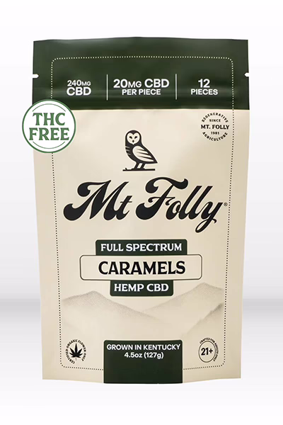 Mt. Folly - Full Spectrum Hemp CBD Caramels -  12 pieces, each with 20 mg of CBD. No THC!