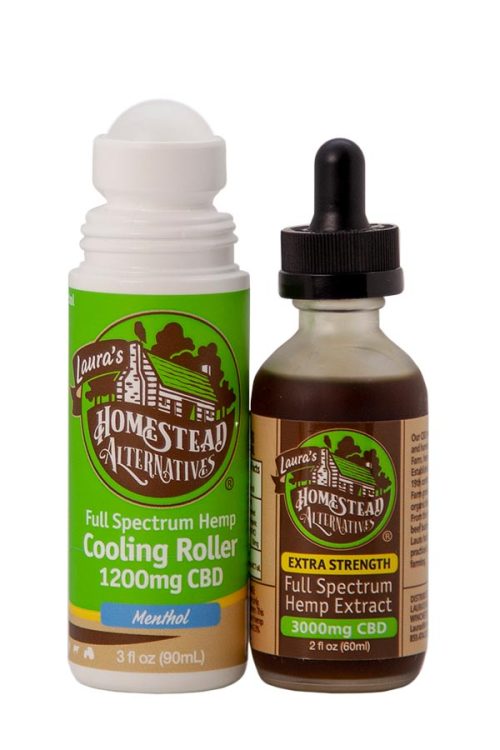 Laura's Homestead Alternative Cooling Roller 1200mg CBD, Full Spectrum Extract 3000mg CBD, cbd roller, cooling roller, pain relief roller, arthritis pain relief, inflammation relief,