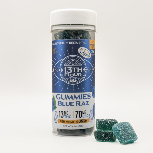 13th floor blue raz tube, thc gummies, cbd gummies, cbd edibles, thc edibles, thc and cbd edibles,